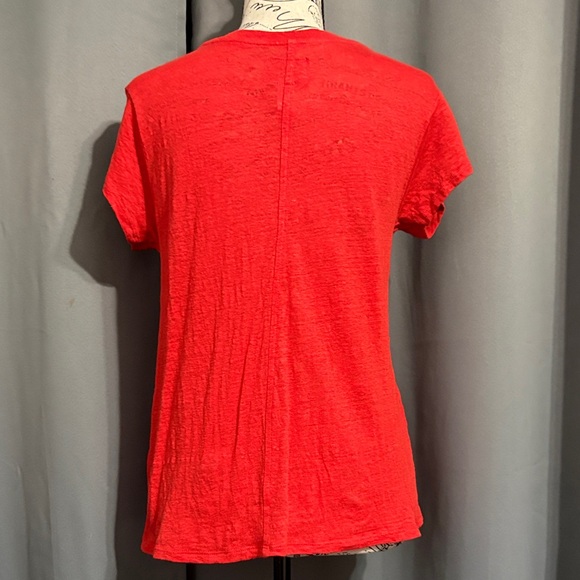 Sigrid Olsen Bright Red V-Neck Short Sleeve Tee - Picture 3 of 3